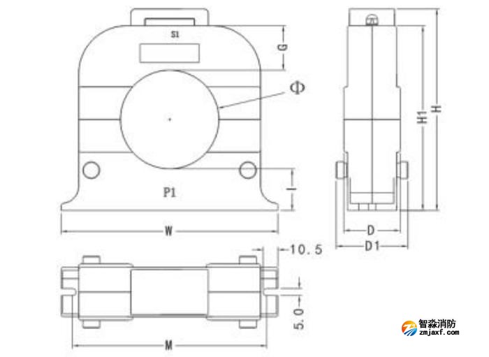 開口式,圓孔100A-400A外形尺寸圖 開口式,圓孔100A-400A外形尺寸圖